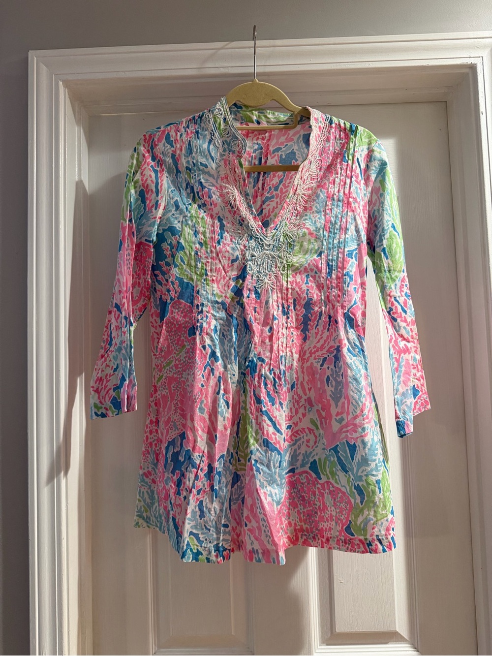 Lilly Pulitzer Pink Multicolor V-Neck Tunic